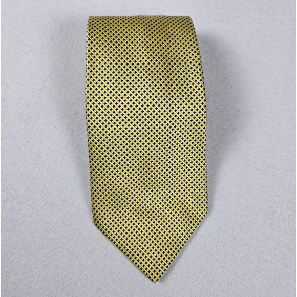 Brooks Brothers Silk Tie Made in the USA Navy Gold Diamond Dot Geometric Wedding - Picture 9 of 9